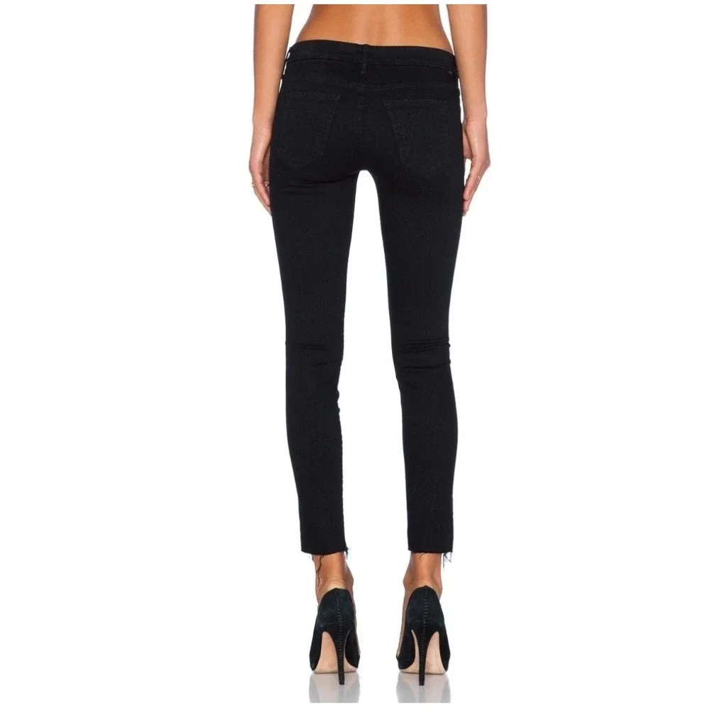 MOTHER Looker‎ Ankle Fray Jeans Black Guilty as Sin Women's Size 29 Distressed